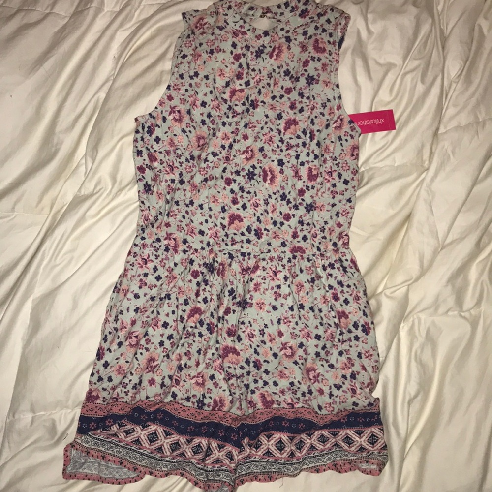 Patterned mock neck romper